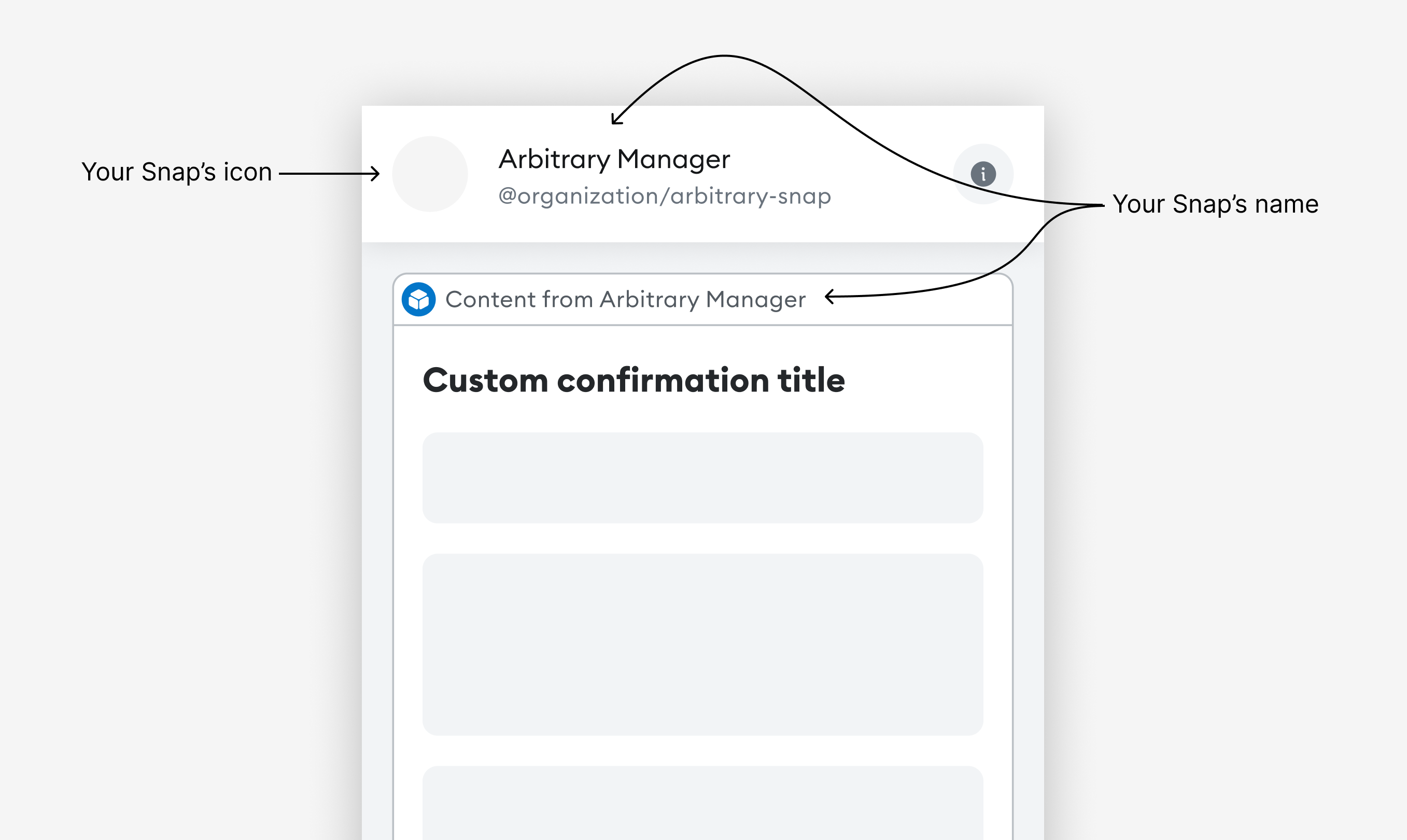 How your Snap's icon and name are displayed during a custom dialog screen